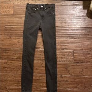 Rag & Bone High Rise Ankle Skinny Jean in Light Black Size 26